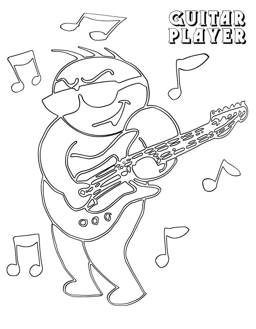 Desenho Guitarrista para Colorir e Pintar