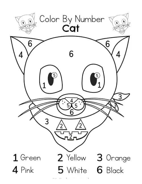 Gato de Halloween Colorir por Número e Pintar