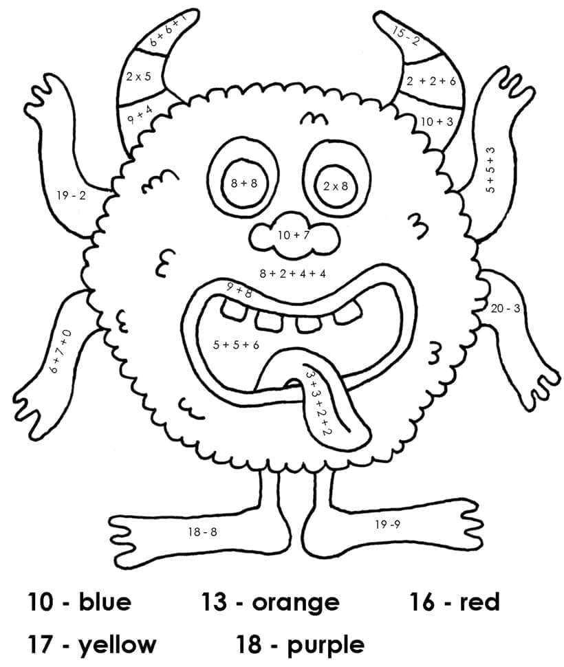 Monstro do Dia das Bruxas Colorir por Número e Pintar