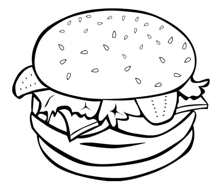 Desenho de Hamburguer Imprimivel Download e Pintar