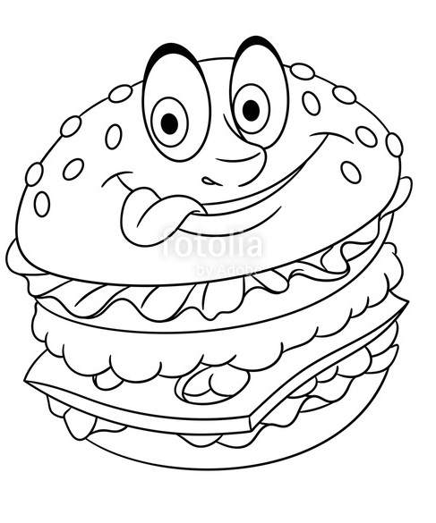 Desenho de Hamburguer para Pintar Giz de Cera
