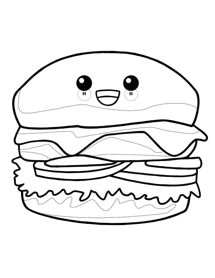 Desenho de Hamburguer Realista para Colorir e Pintar
