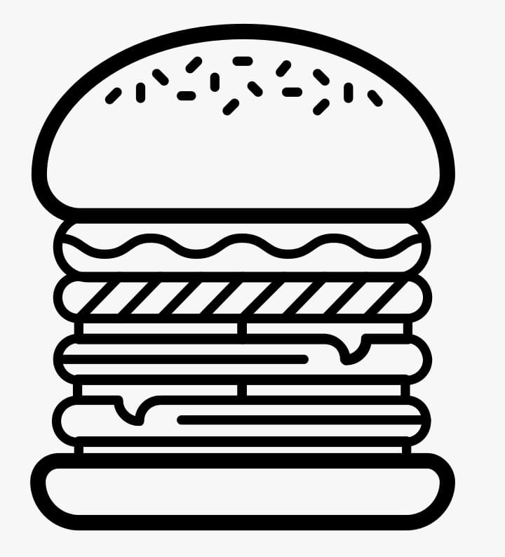 Desenho de Hamburguer Simples para Colorir 1 e Pintar
