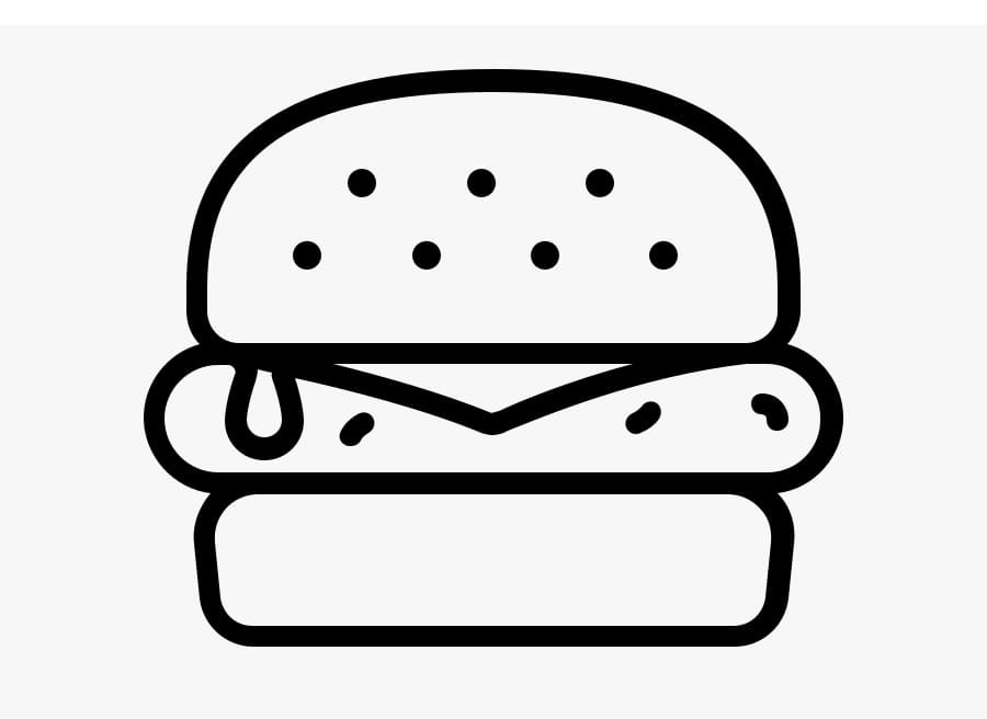 Desenho de Hamburguer Simples para Colorir e Pintar
