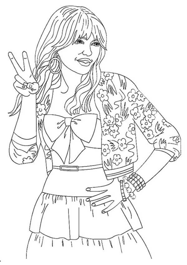 Desenho de Hannah Montana Pdf Grátis para Colorir e Pintar