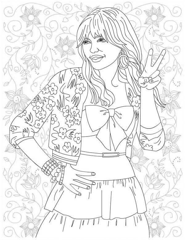 Desenho de Hannah Montana Simples para Colorir e Pintar