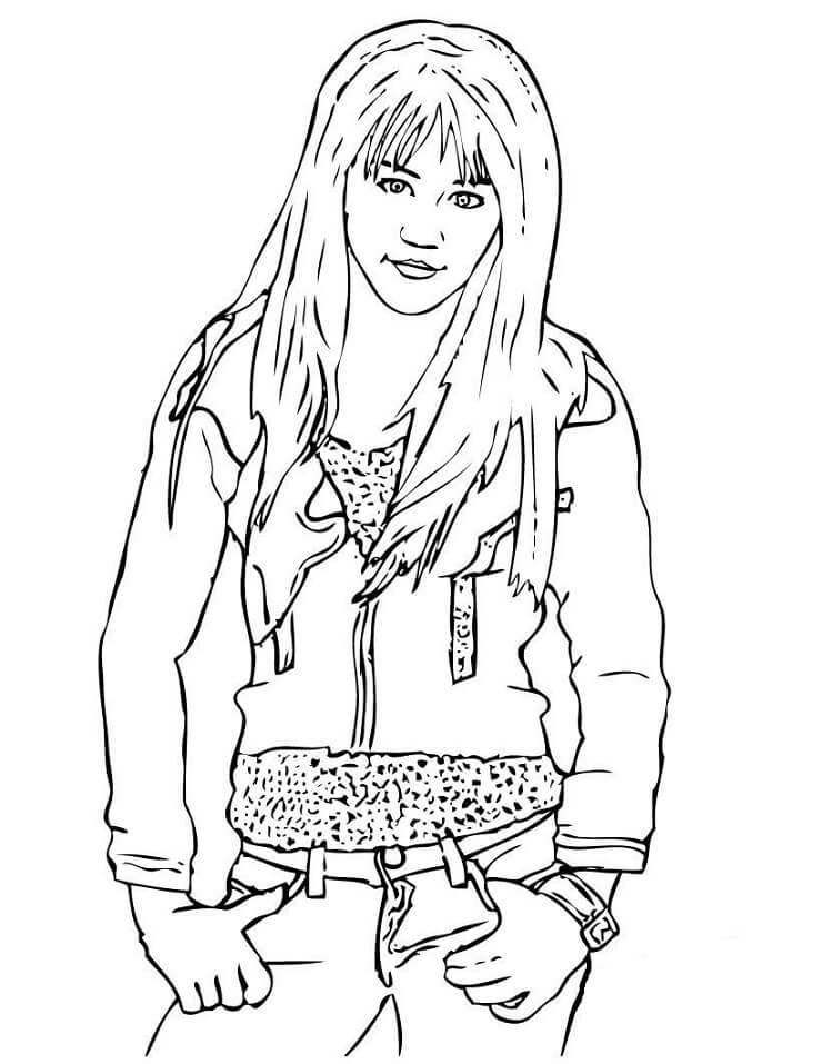 Desenho Hannah Montana Sorrindo para Colorir e Pintar