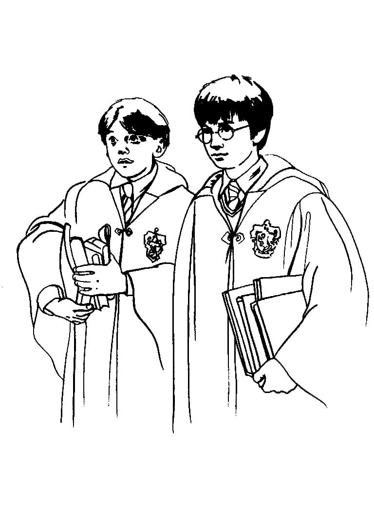Desenho de Harry e Ron para Colorir e Pintar