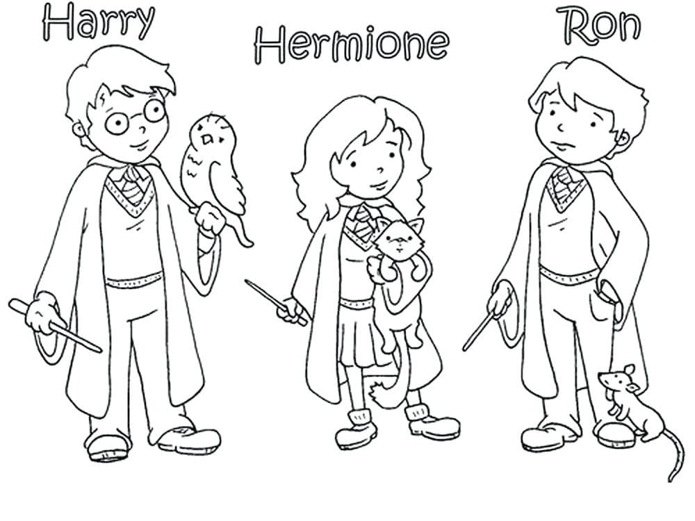 Desenho de Harry Potter com Vassourá para Colorir e Pintar