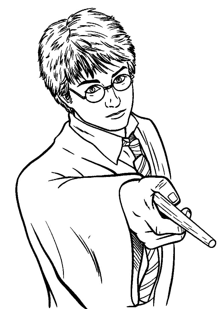 Desenho de Harry Potter em Duelo para Colorir e Pintar