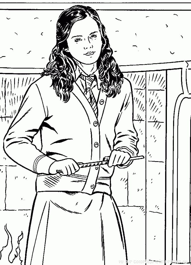 Desenho de Hermione Granger Bonita para Colorir e Pintar