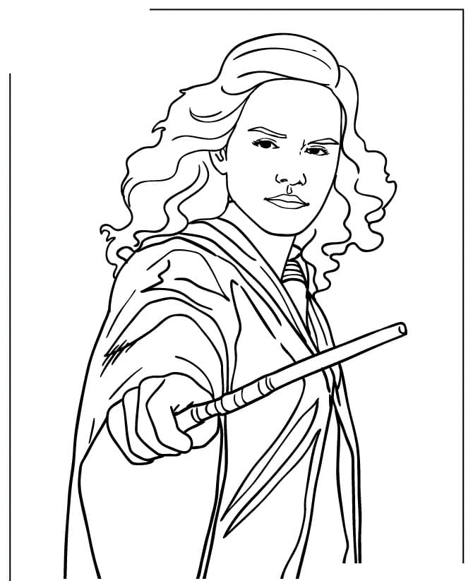 Desenho de Hermione Granger Simples para Colorir e Pintar