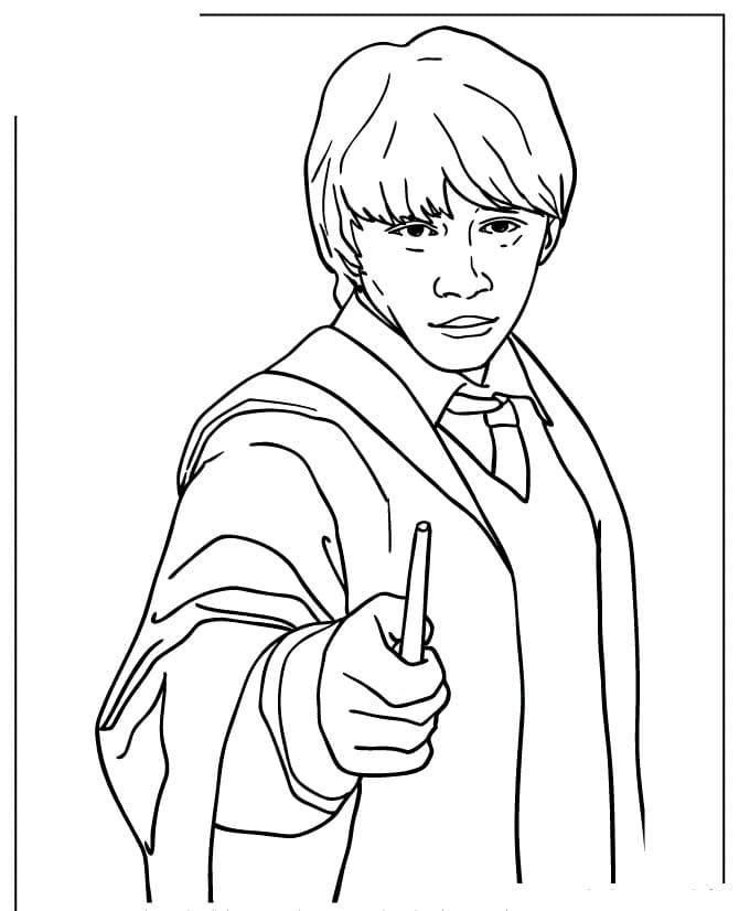 Desenho de Ron Weasley para Colorir Pdf e Pintar
