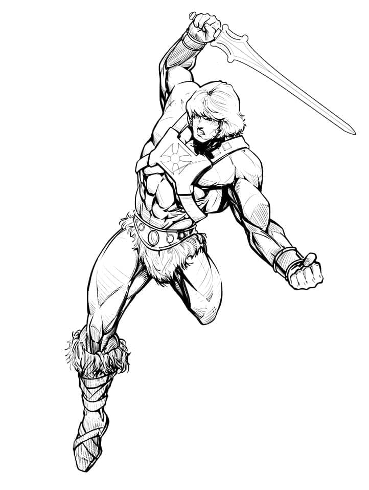 Desenho de He Man Atacando para Colorir e Pintar