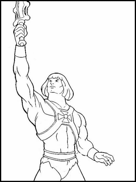 Desenho de He Man com Suá Espada para Colorir e Pintar