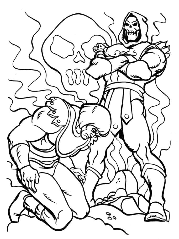 Desenho de He Man e Esqueleto Brigando para Colorir e Pintar