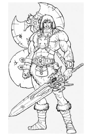 Desenho de He Man e Suas Armas para Colorir e Pintar