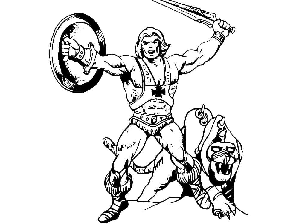 Desenho de He Man Está com Raiva para Colorir e Pintar