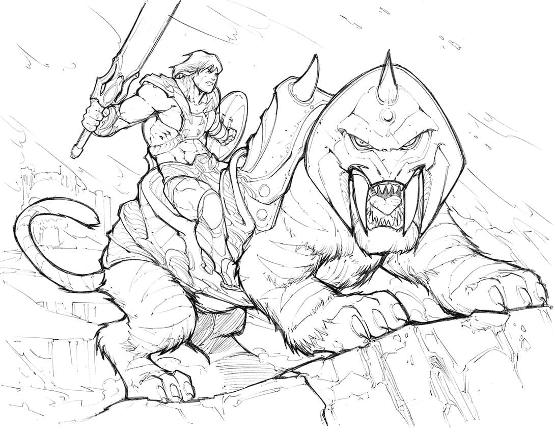 Desenho de Heman Simples para Colorir e Pintar