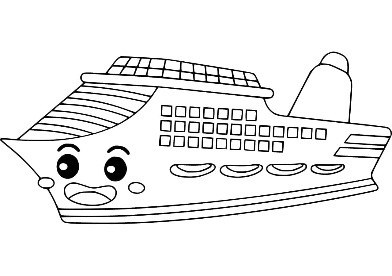 Desenho de Iate Fofo para Colorir e Pintar