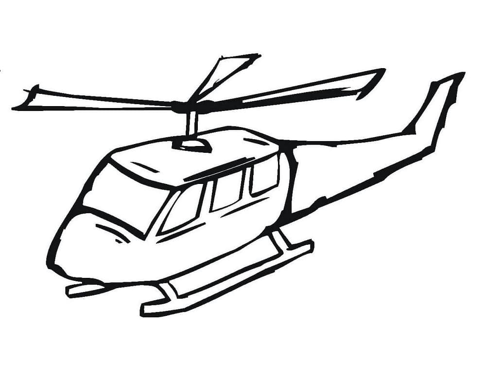 Desenho de Helicóptero Básico para Colorir e Pintar