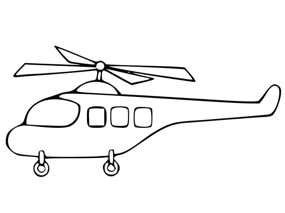 Desenho de Helicóptero Bonito para Colorir e Pintar