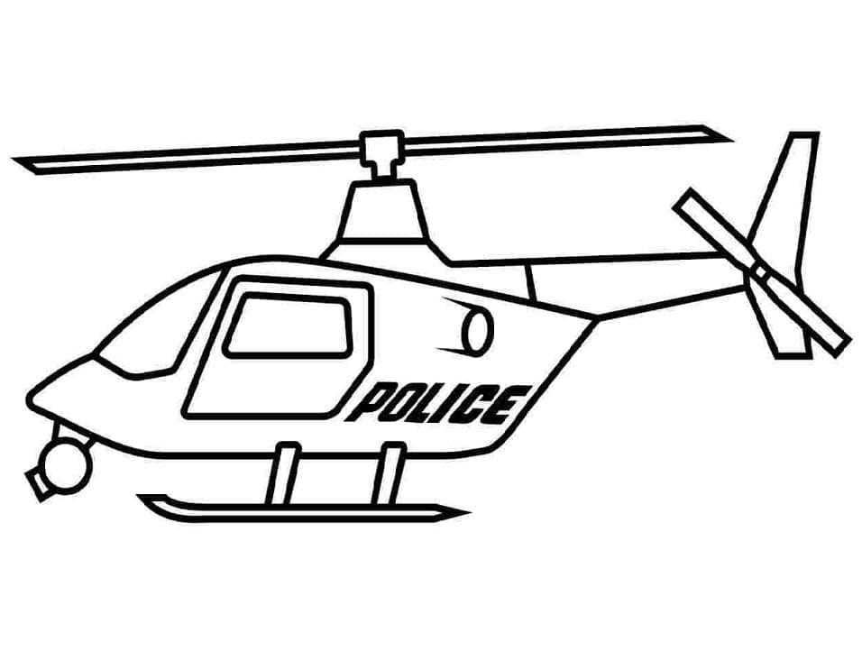 Desenho de Helicóptero da Polícia para Colorir e Pintar