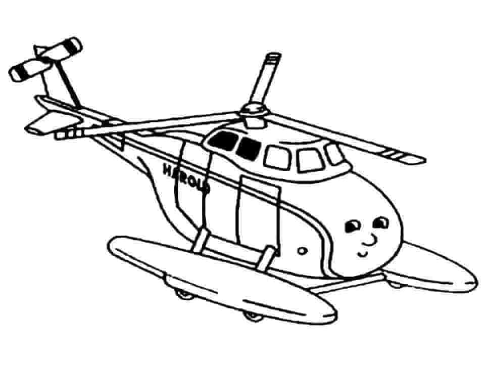Desenho de Helicóptero de Desenho Animado para Colorir e Pintar