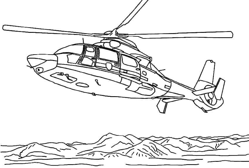 Desenho de Helicóptero de Resgate para Colorir e Pintar