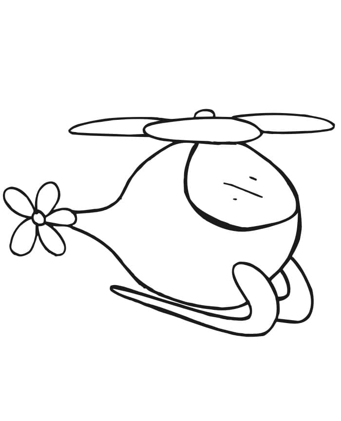 Desenho de Helicóptero Infantil para Colorir e Pintar