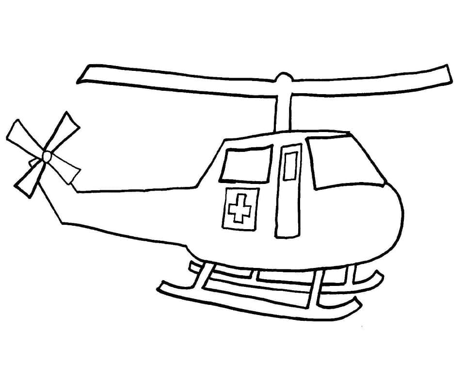 Desenho de Helicóptero Médico para Colorir e Pintar