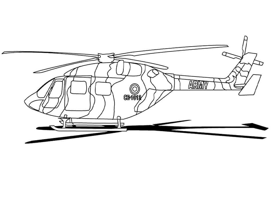 Desenho de Helicóptero Militar Grátis para Colorir de Graça e Pintar