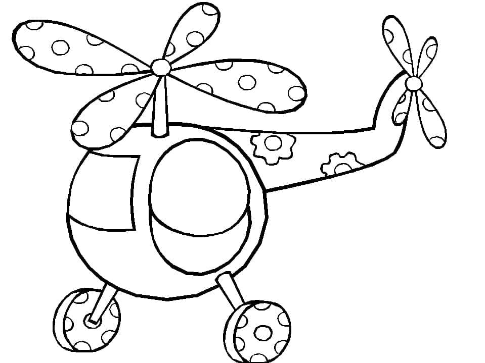 Desenho de Helicóptero Muito Fofo para Colorir e Pintar