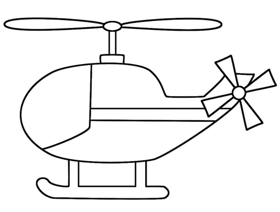 Desenho de Helicóptero Muito Simples para Colorir e Pintar