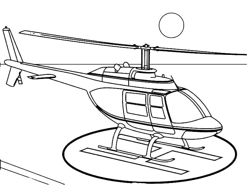 Desenho de Helicóptero para Crianças para Colorir e Pintar