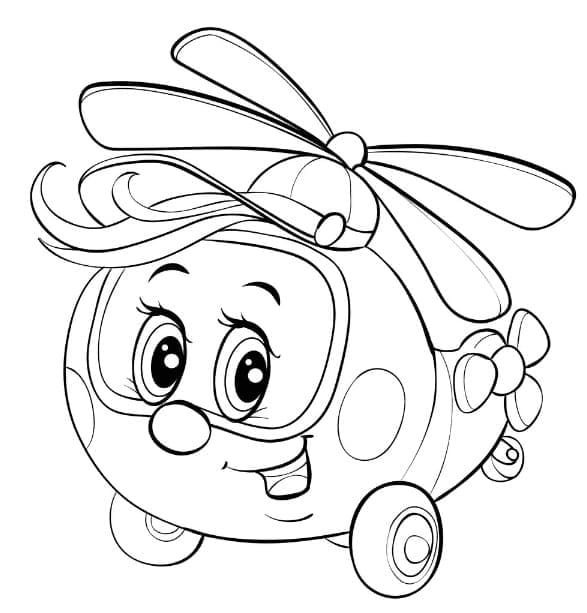 Desenho de um Helicóptero Muito Fofo para Colorir e Pintar