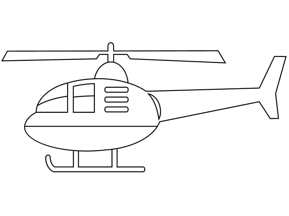 Desenho de um Helicóptero Simples para Colorir e Pintar