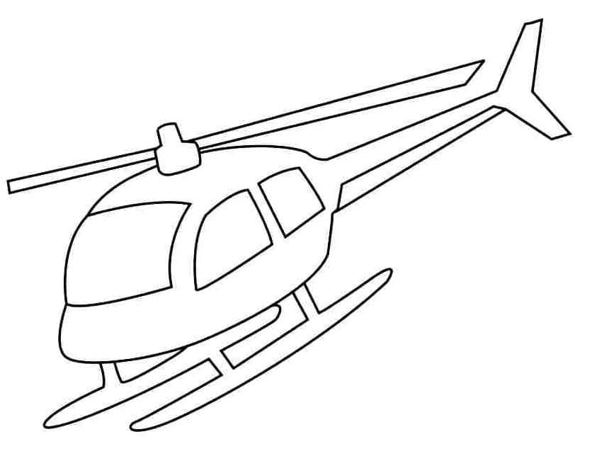 Desenho de um Helicóptero Voador para Colorir e Pintar