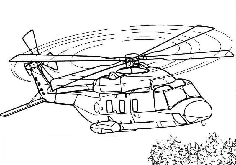 Desenho Pdf de Helicóptero Militar para Imprimir e Pintar