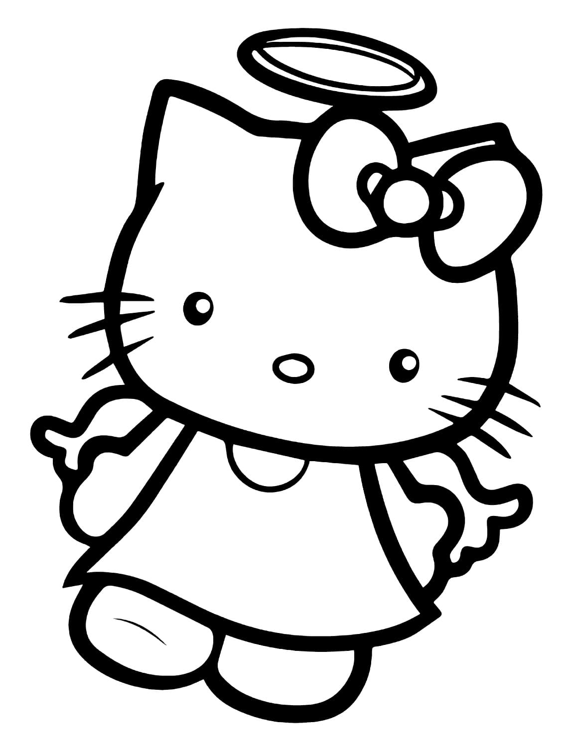 Desenho de Hello Kitty Anjo para Colorir e Pintar