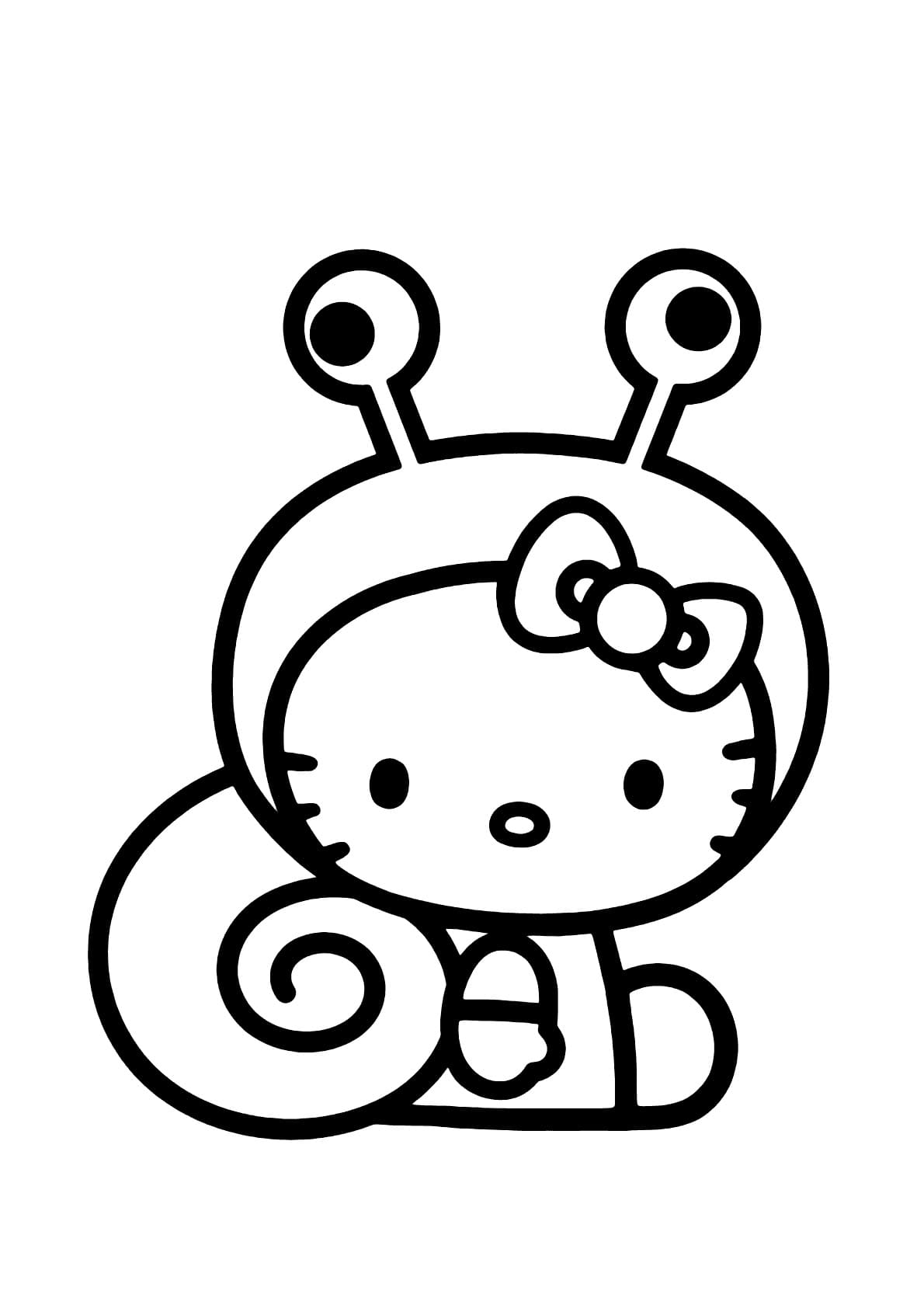 Desenho de Hello Kitty Caracol para Colorir e Pintar