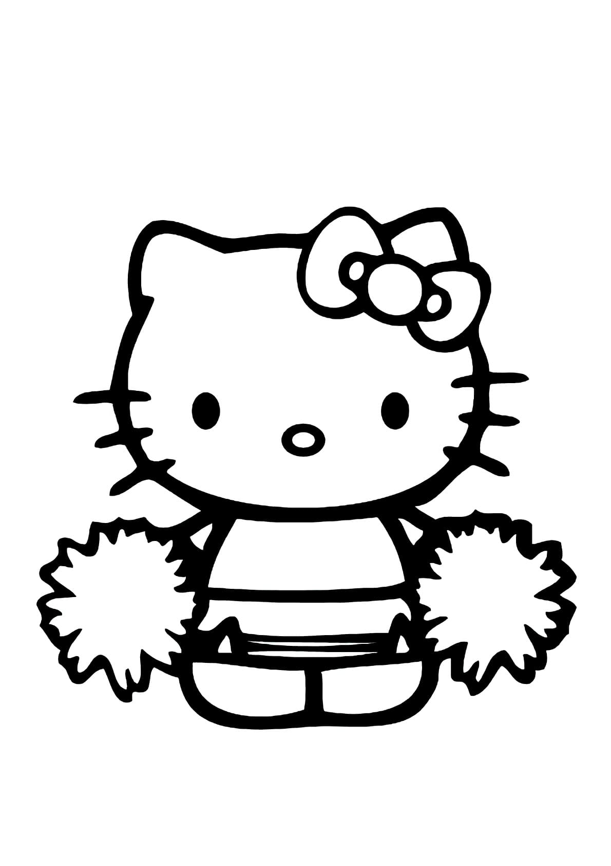 Desenho de Hello Kitty Torcida para Colorir e Pintar