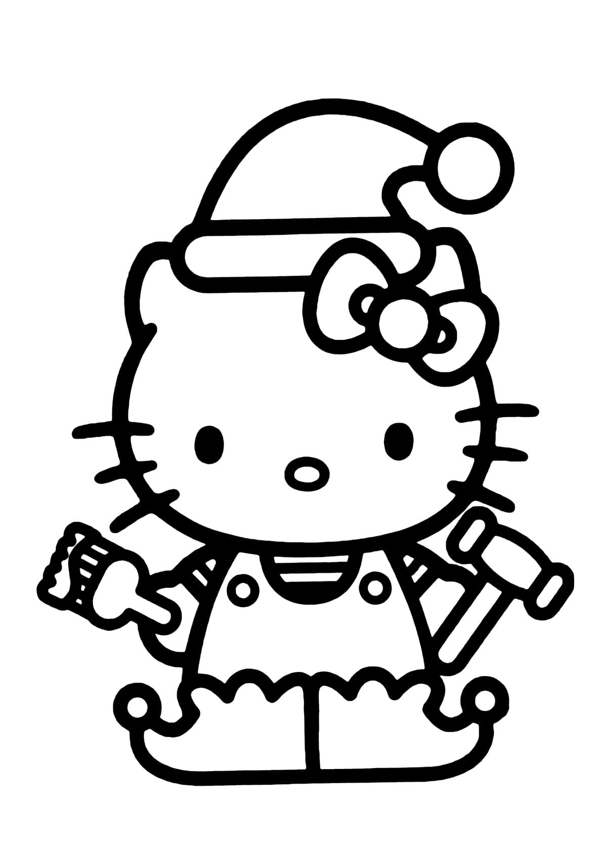 Desenho de Hello Kitty a Elfa para Colorir e Pintar