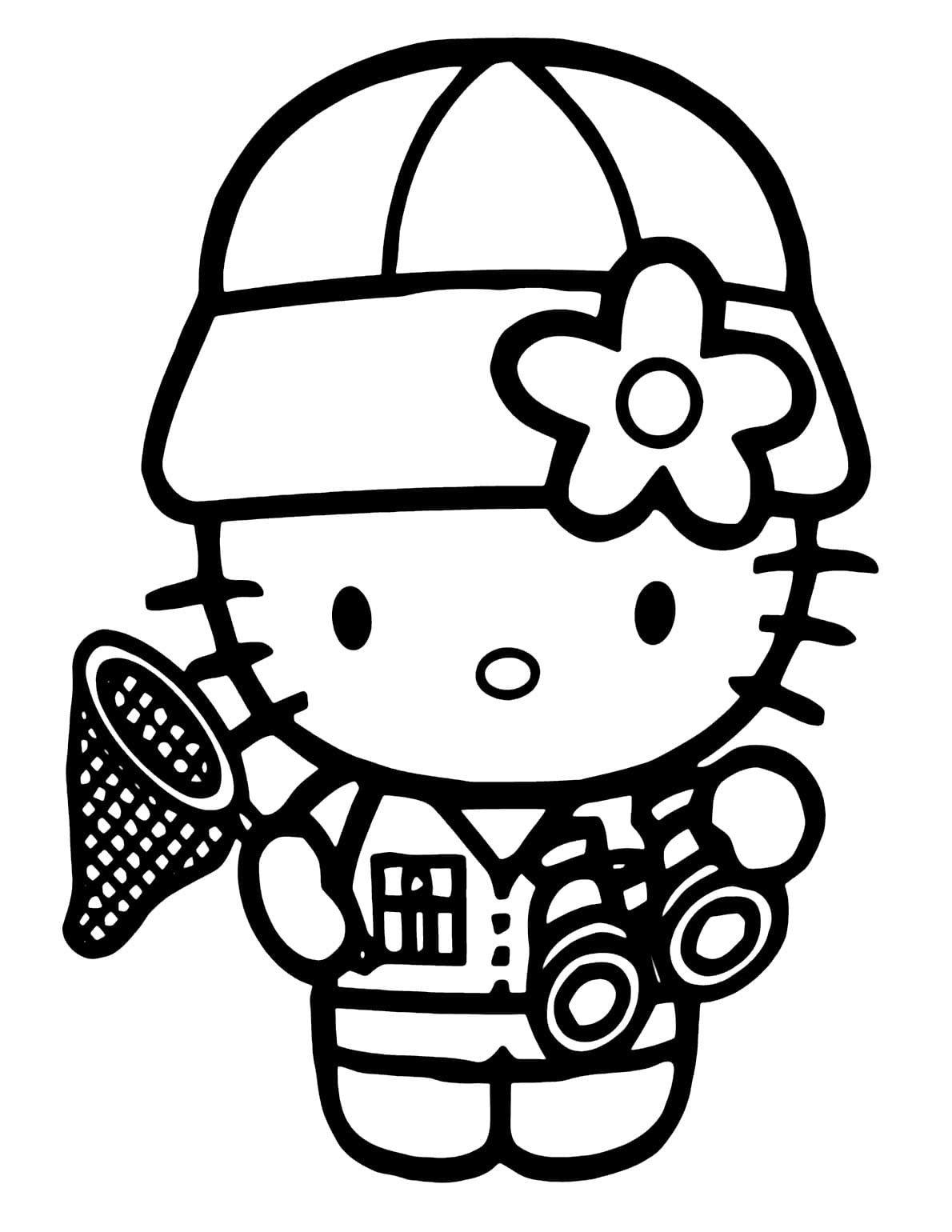Desenho de Pintura de Hello Kitty para Colorir e Pintar