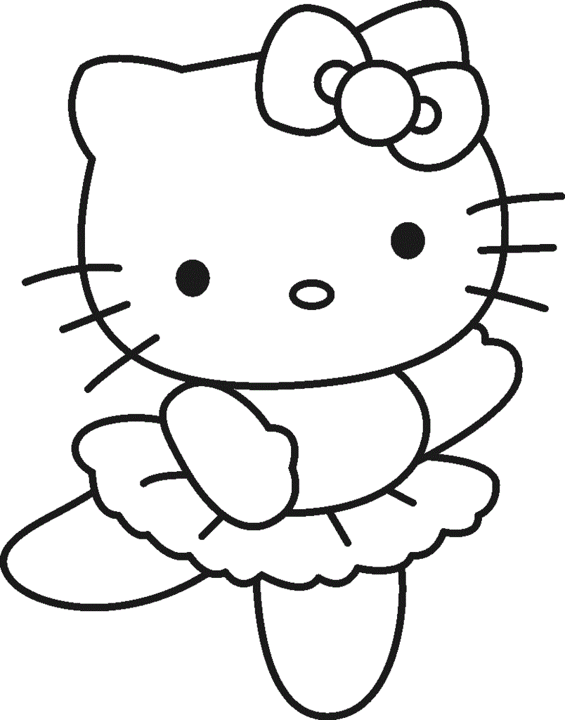 Desenho da Hello Kitty Bailarina para Colorir e Pintar