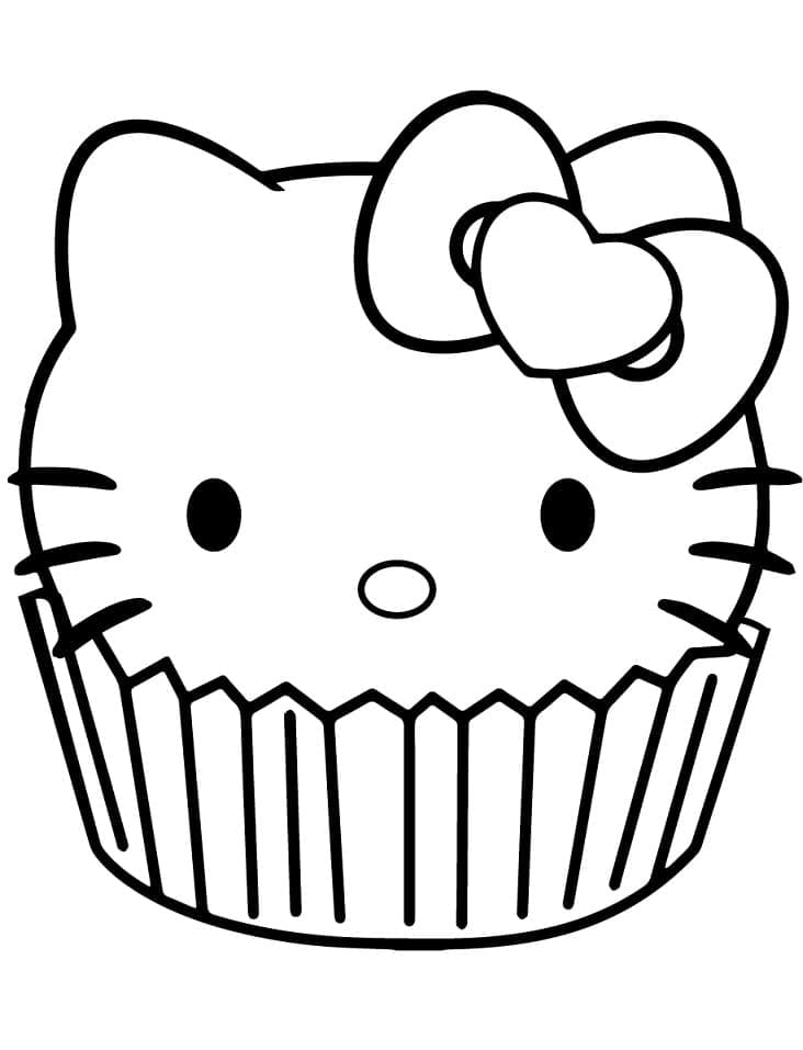 Desenho de Cupcake da Hello Kitty para Colorir e Pintar