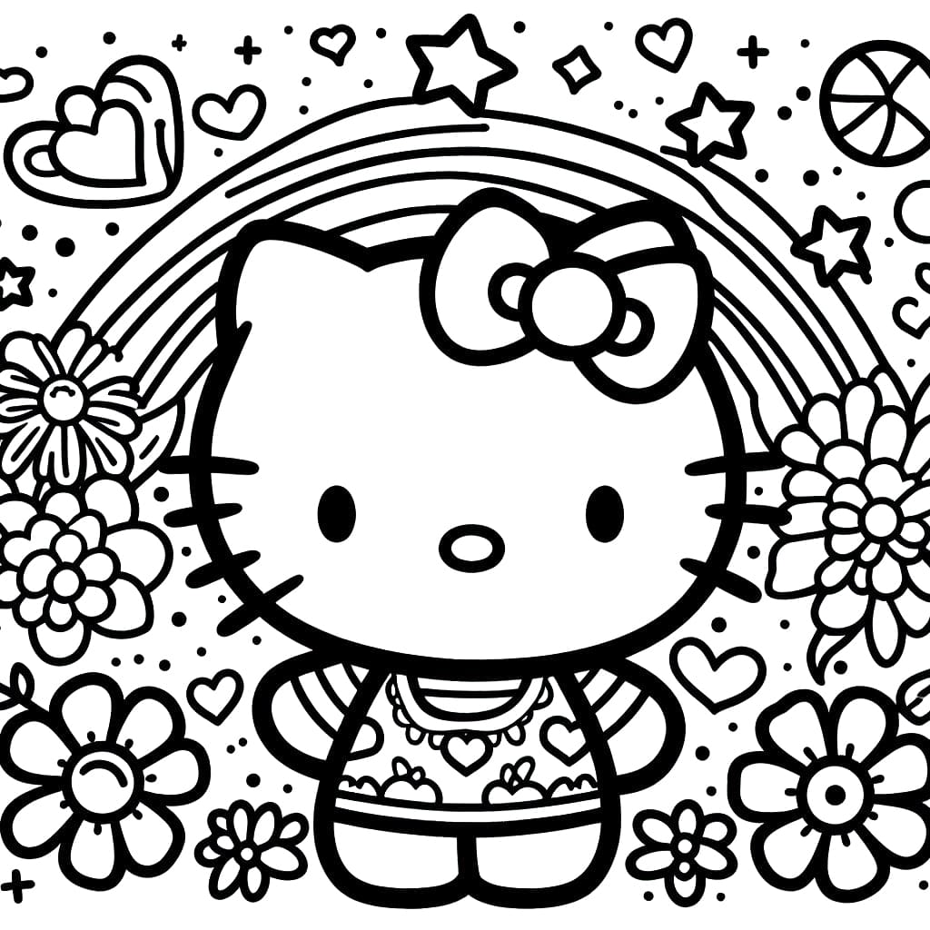 Desenho de Hello Kitty Grátis para Colorir e Pintar