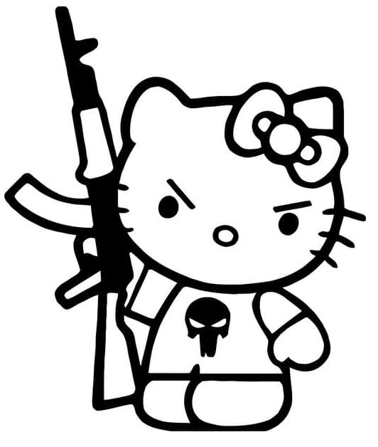 Desenho de Hello Kitty Irritada para Colorir e Pintar