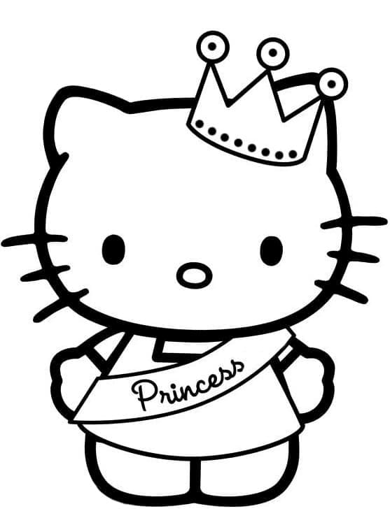 Desenho de Hello Kitty Princesa para Colorir e Pintar