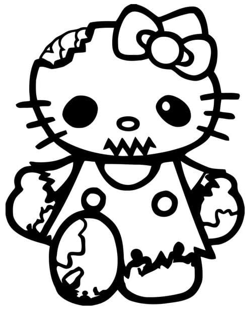 Desenho de Hello Kitty Zombie para Colorir e Pintar